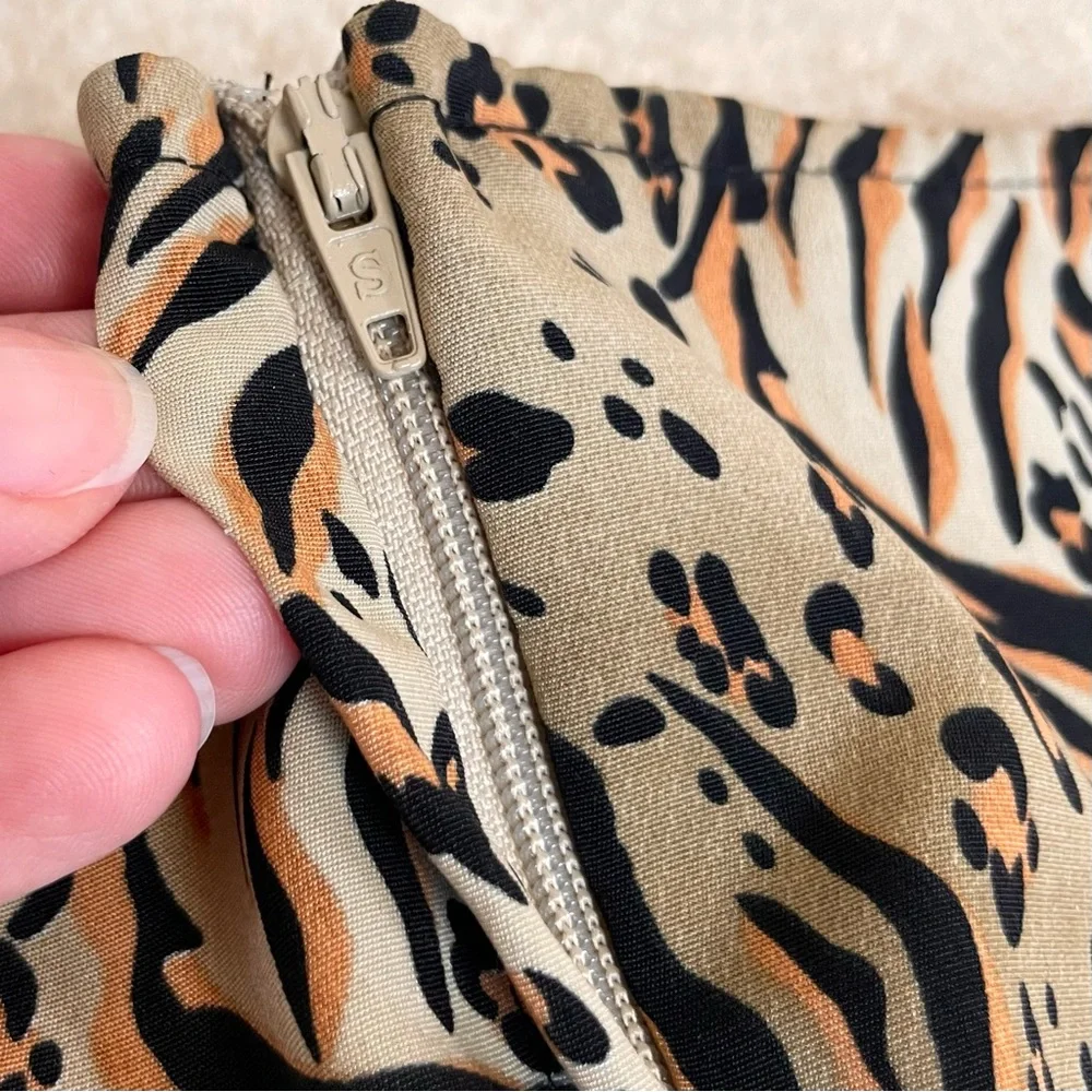 Vintage Sleeveless Leopard Tiger Animal Print Sheath Maxi Dress - Picture 10 of 13